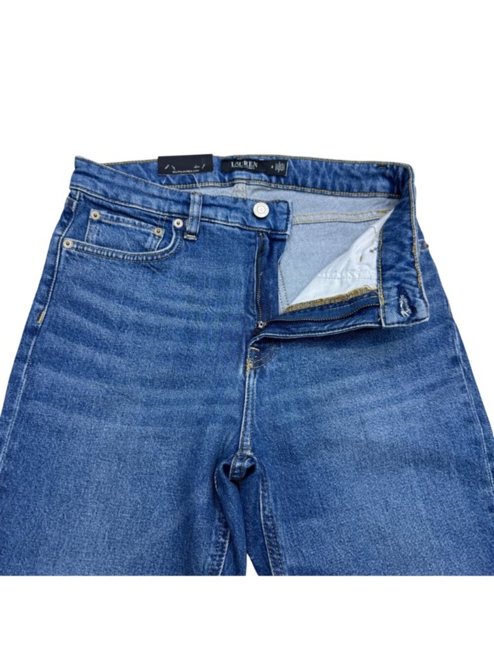 NWT $115 Laruen Ralph Lauren Women's High Rise Straight Ankle Blue Jeans, 8/29 - Picture 4 of 11